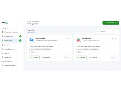Список ваших мерчантів