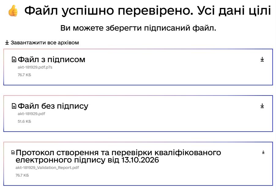 Перевірка кваліфікованого електронного підпису в онлайн-сервісі ЦЗО