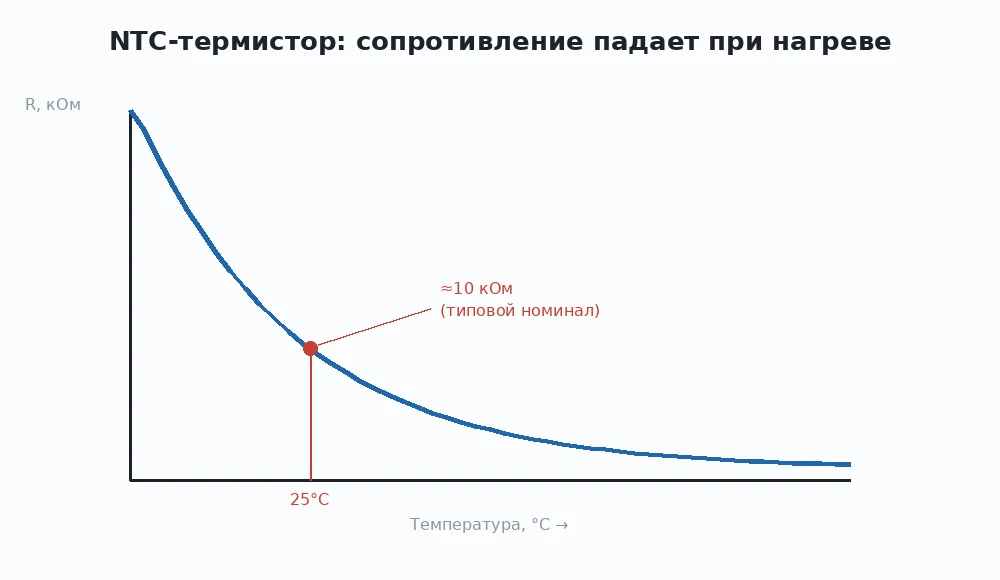 Графік падіння опору при нагріві